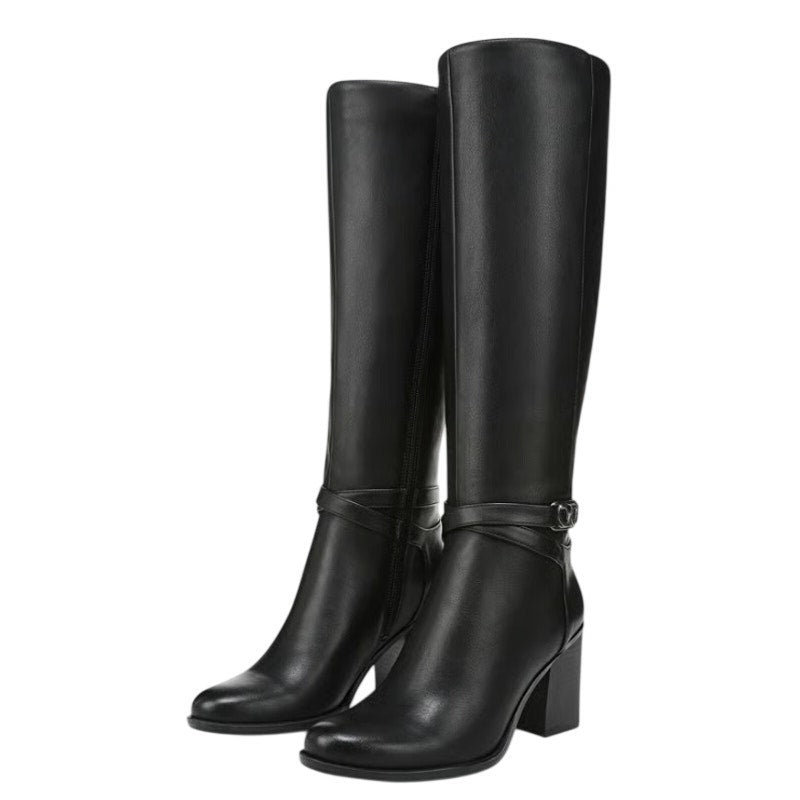 Naturalizer Womens Jane Heeled Knee High Boots Size 8 M Black Faux Leather NIB