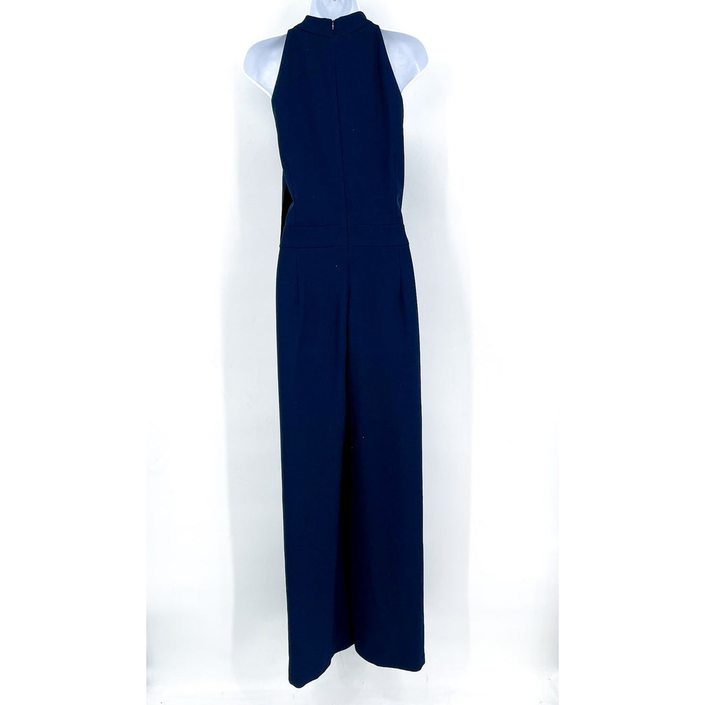VINCE CAMUTO Signature Crepe Bow Jumpsuit Size 16 Navy Blue Halter Neck NWT