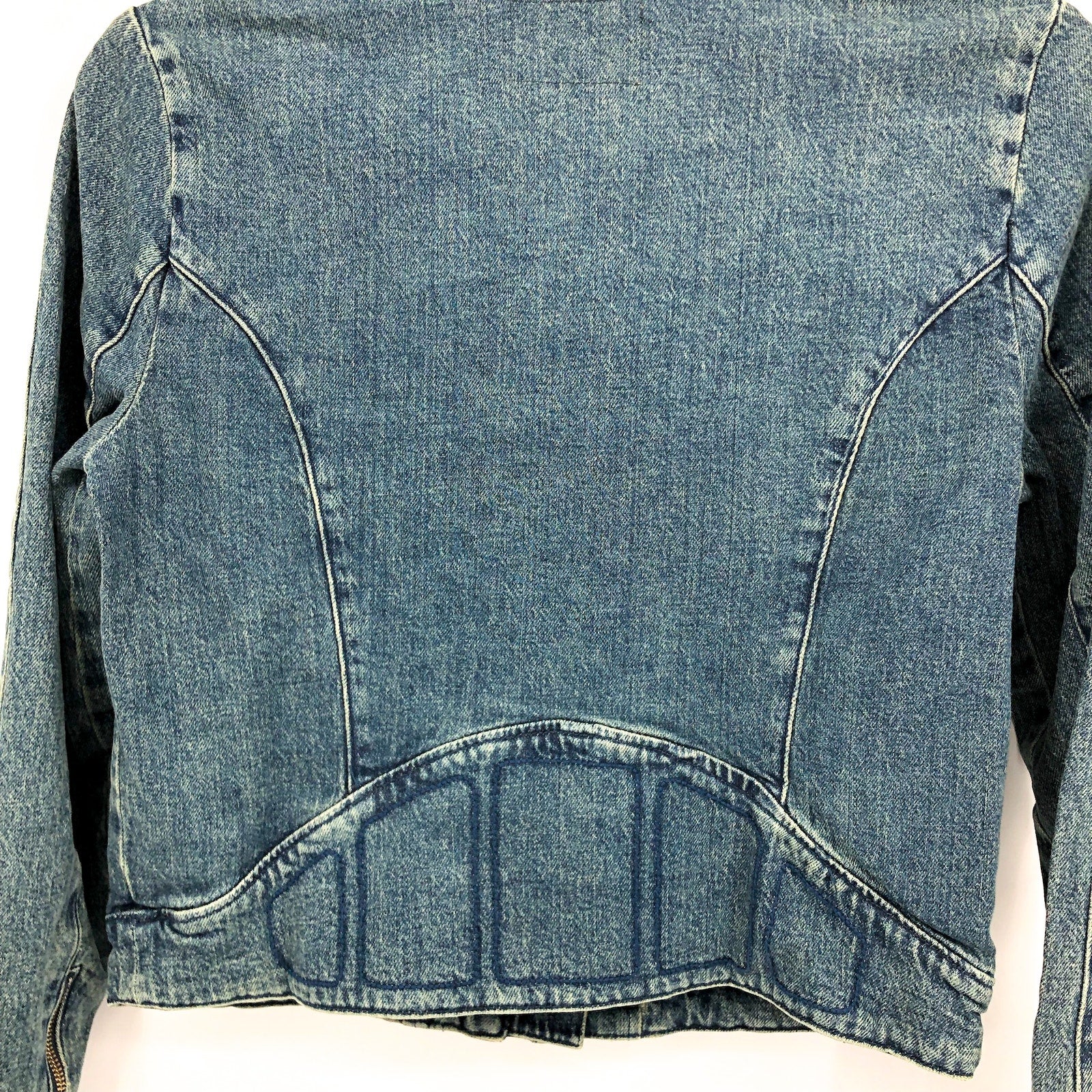 FREE PEOPLE x WE THE FREE Fast Lane Denim Moto Jacket Small Alchemy Blue NWT