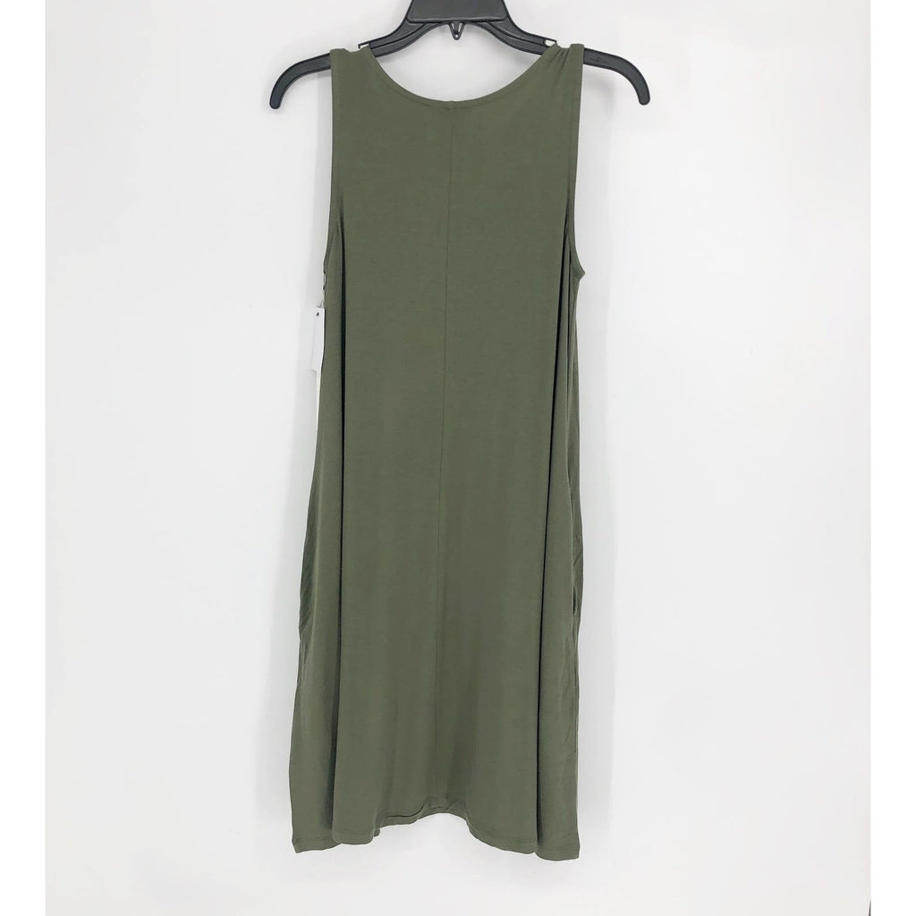 Caslon Womens Swing Dress XS Green Tank Sleeveless Round Neck Pockets NWT