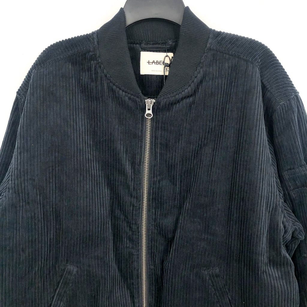 LABEL Unisex Go-To Corduroy Bomber Jacket XS Black Full Zip Long Sleeve NWT