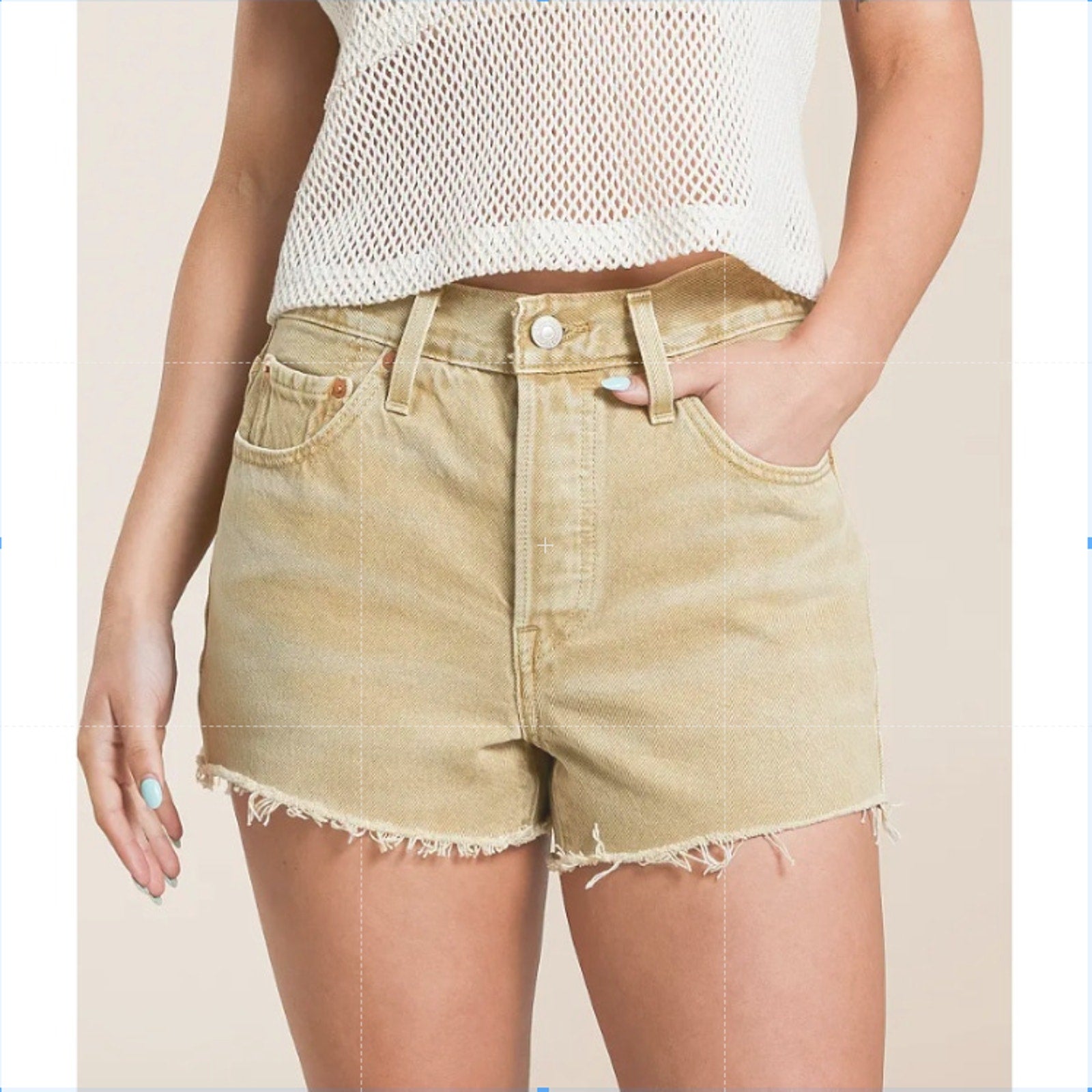 LEVI'S Womens 501 Original Fit Denim Shorts Size 25 US 0 Khaki Tan 563270399 NWT