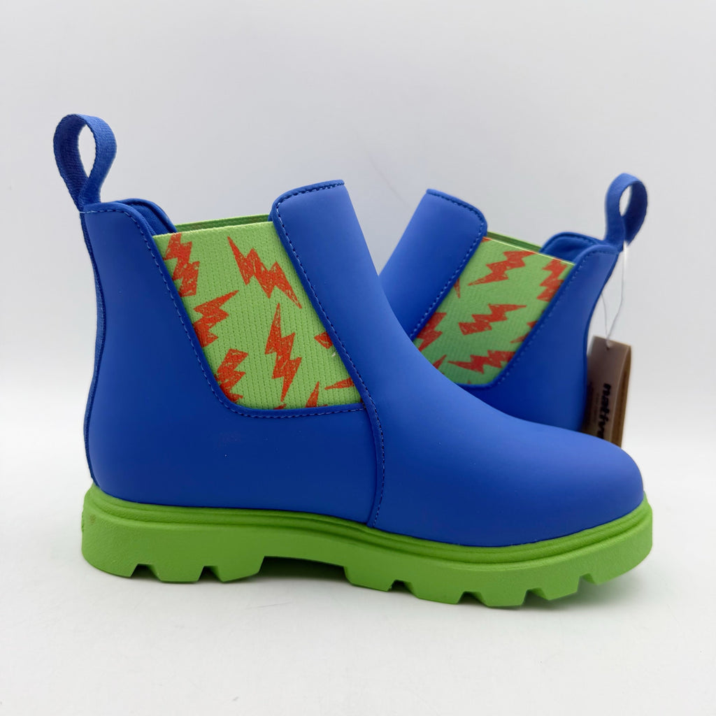 Native Boys Kensington Treklite Bloom Boots US 1 Blue Green Lightning Bolts NIB