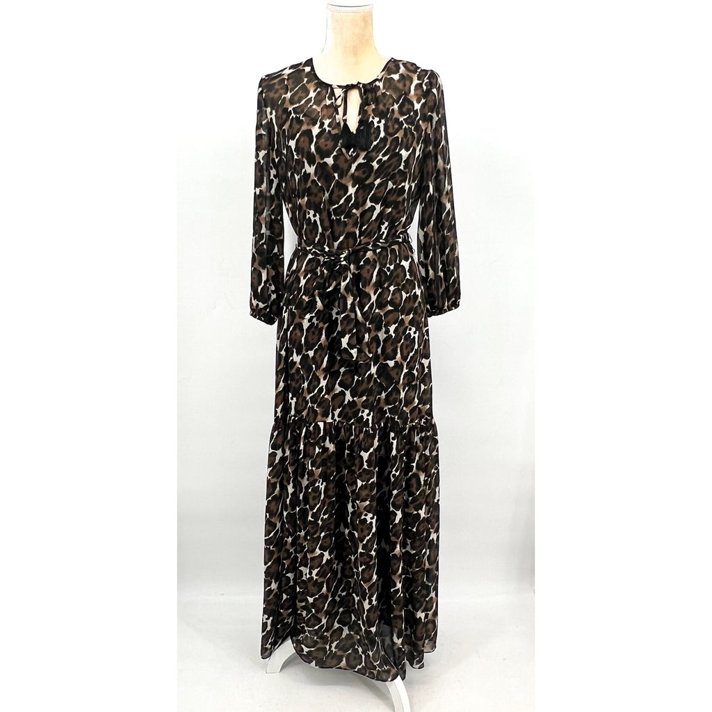 TRINA TURK Women's Shalina Tie-Waist Maxi Dress Small Lampoul Leopard NWT