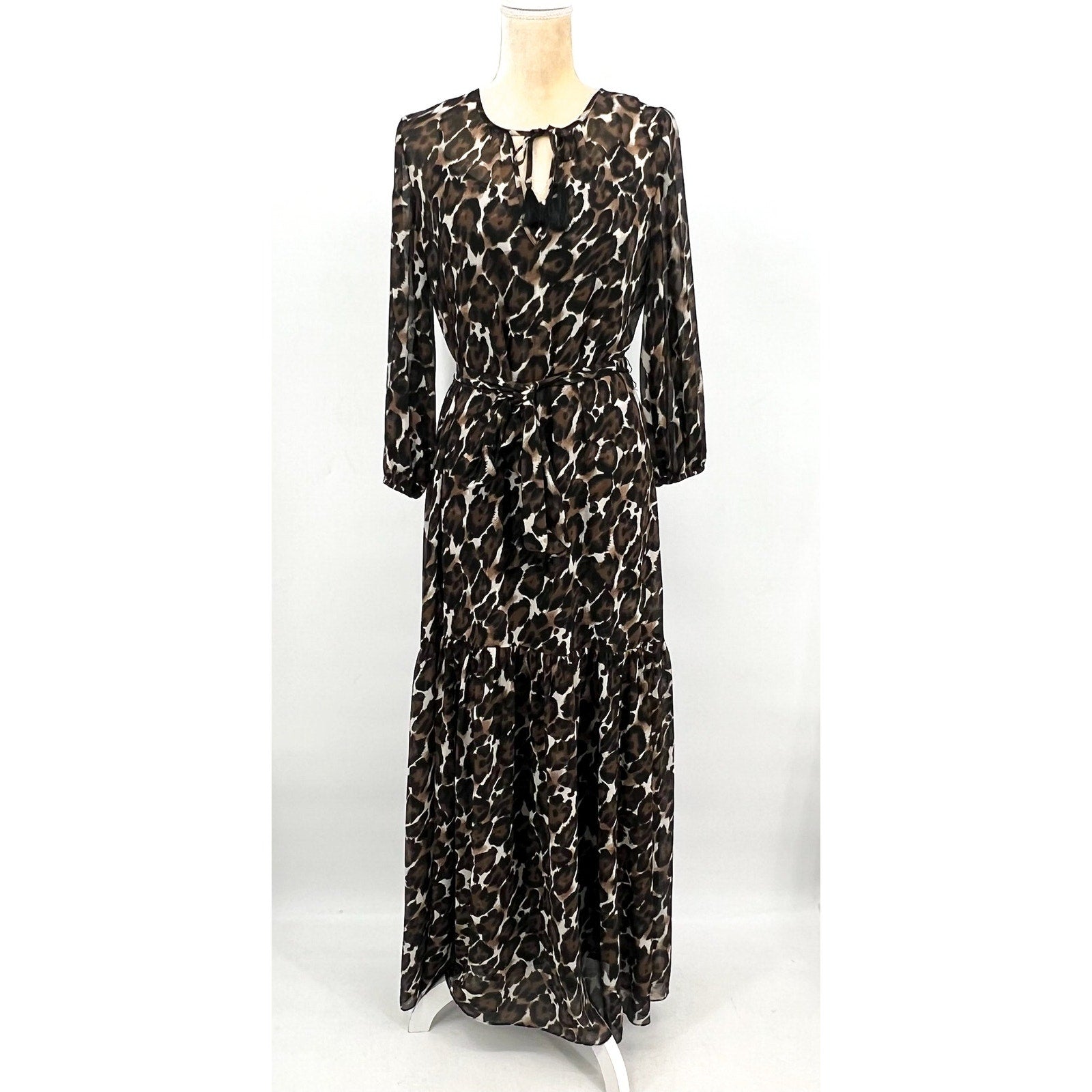 TRINA TURK Women's Shalina Tie-Waist Maxi Dress Small Lampoul Leopard NWT