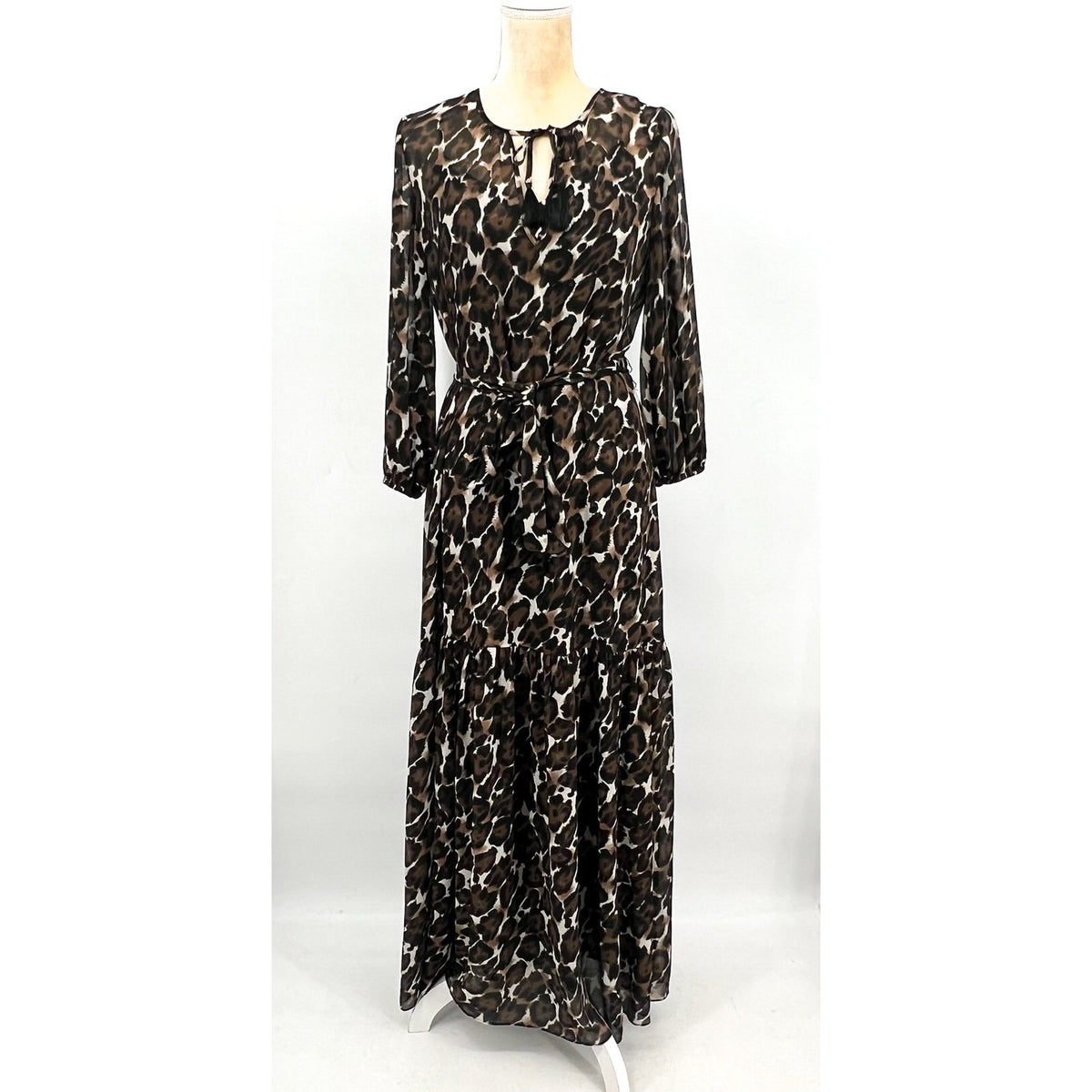 TRINA TURK Women's Shalina Tie-Waist Maxi Dress Small Lampoul Leopard NWT