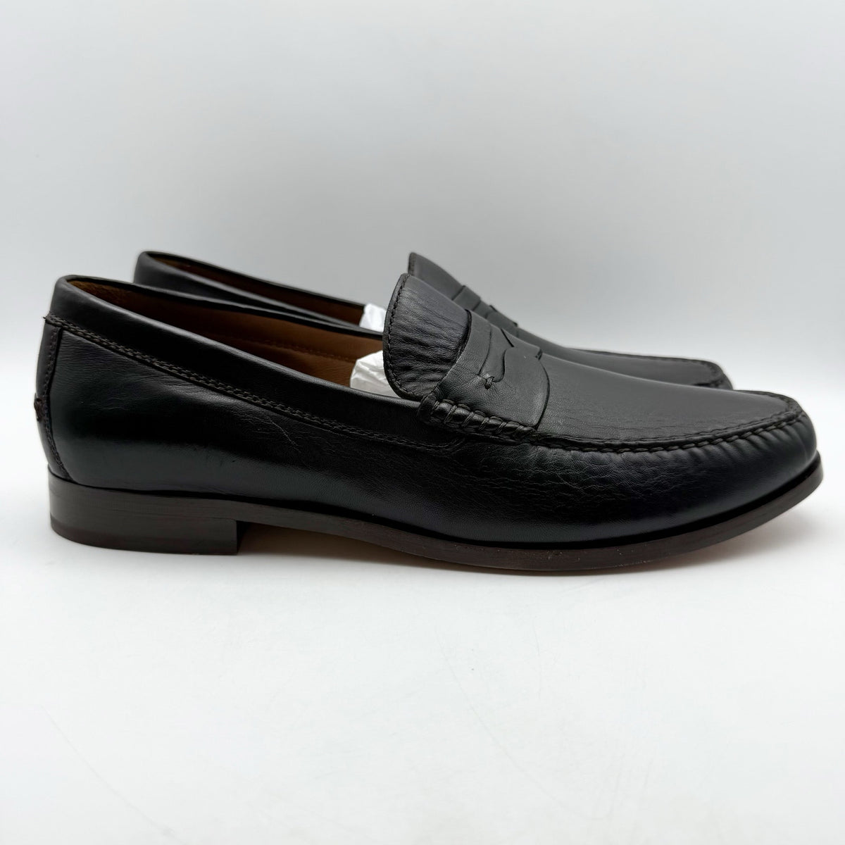 Johnston & Murphy Mens Baldwin Penny Loafers Size 13 M Black Leather NIB