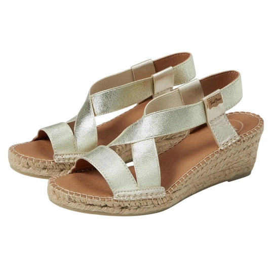 Toni Pons Womens Tura-RC Sandals EU 36 US 6 Gold Espadrille Wedge Heel NIB