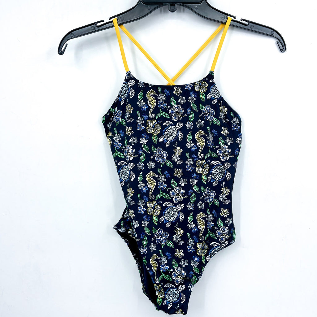 VILEBREQUIN Girls Mosaic Turtle One-Piece Swimsuit 7-8 YEARS 12 ANS Blue NWT