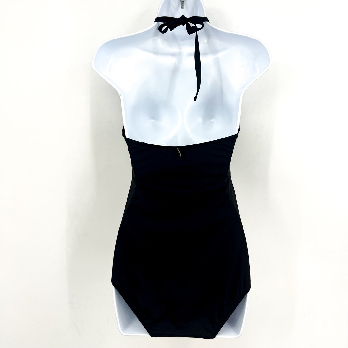 LAUREN RALPH LAUREN High Neck One-Piece Swimsuit 8 Black Beach Club Solids NWT