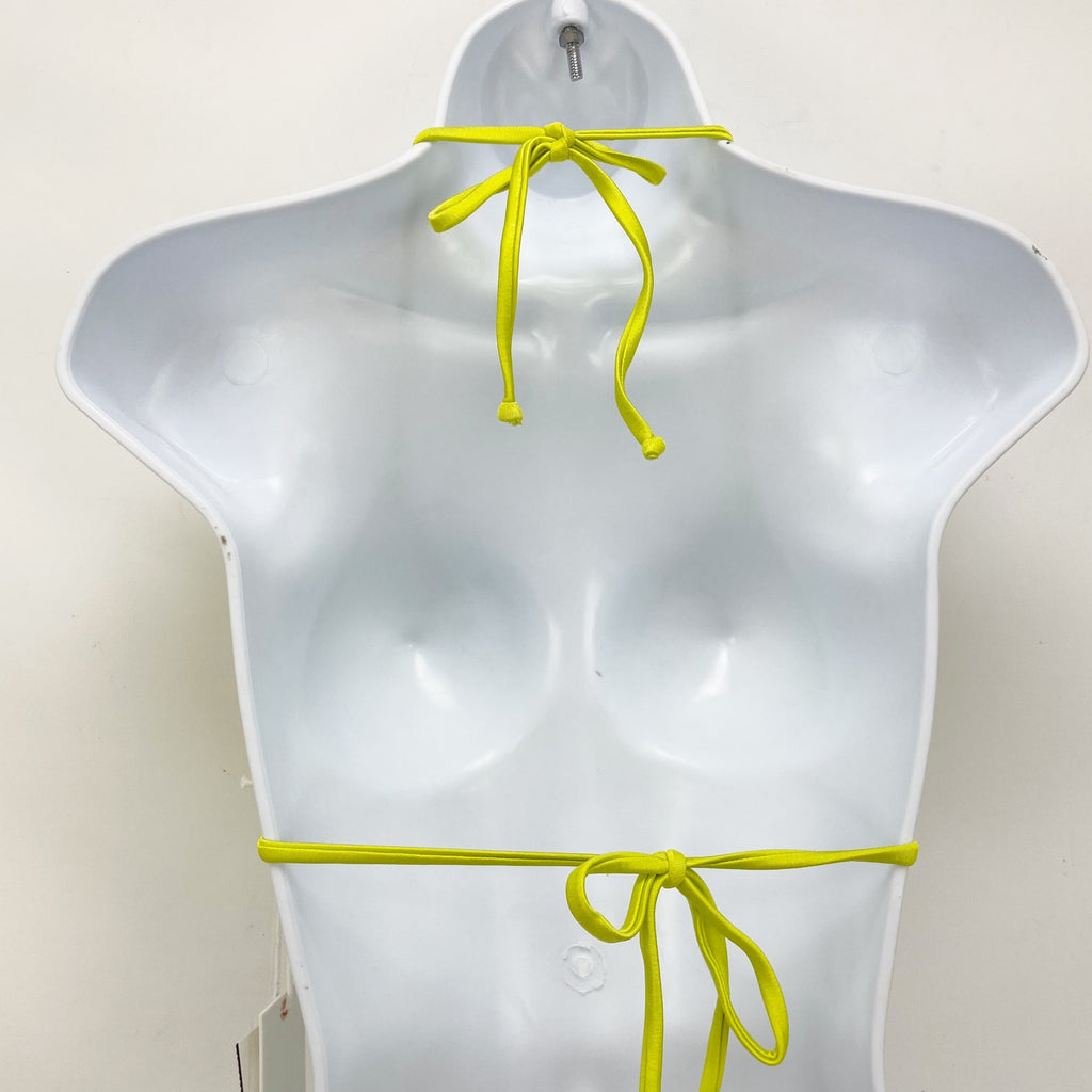 Good American Always Fits Tiny Ties Bikini Top 1/2 S-M Swim Electric Yellow NWT