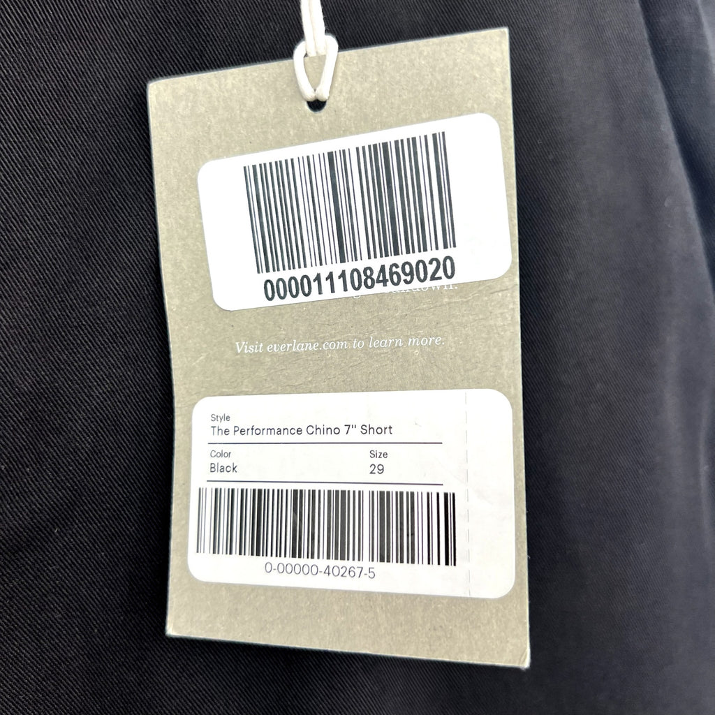 EVERLANE Men's The 7" Performance Chino Shorts Size 29 Black NWT