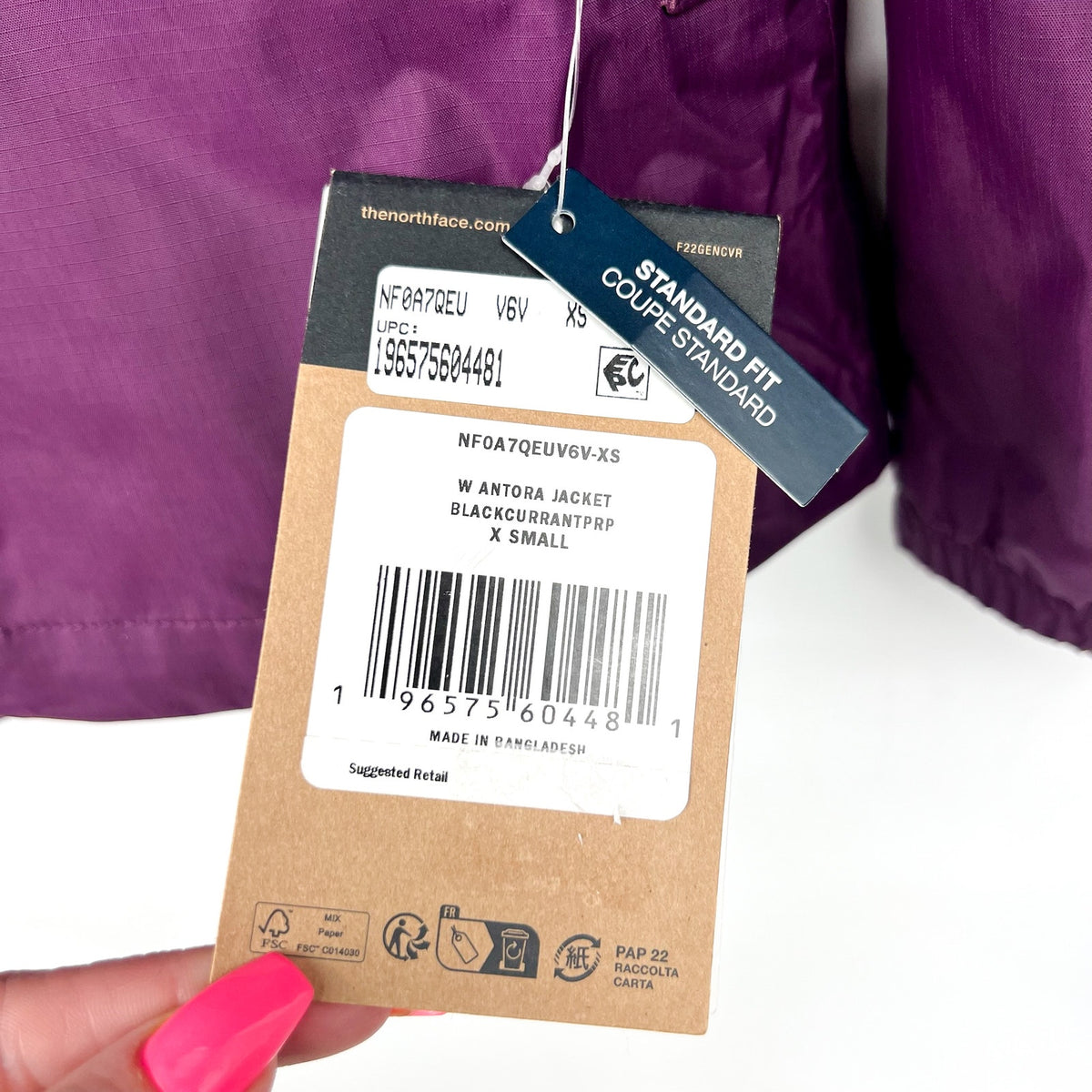 THE NORTH FACE Women's Antora Rain Hoodie Jacket XS Black Currant Purple NWT