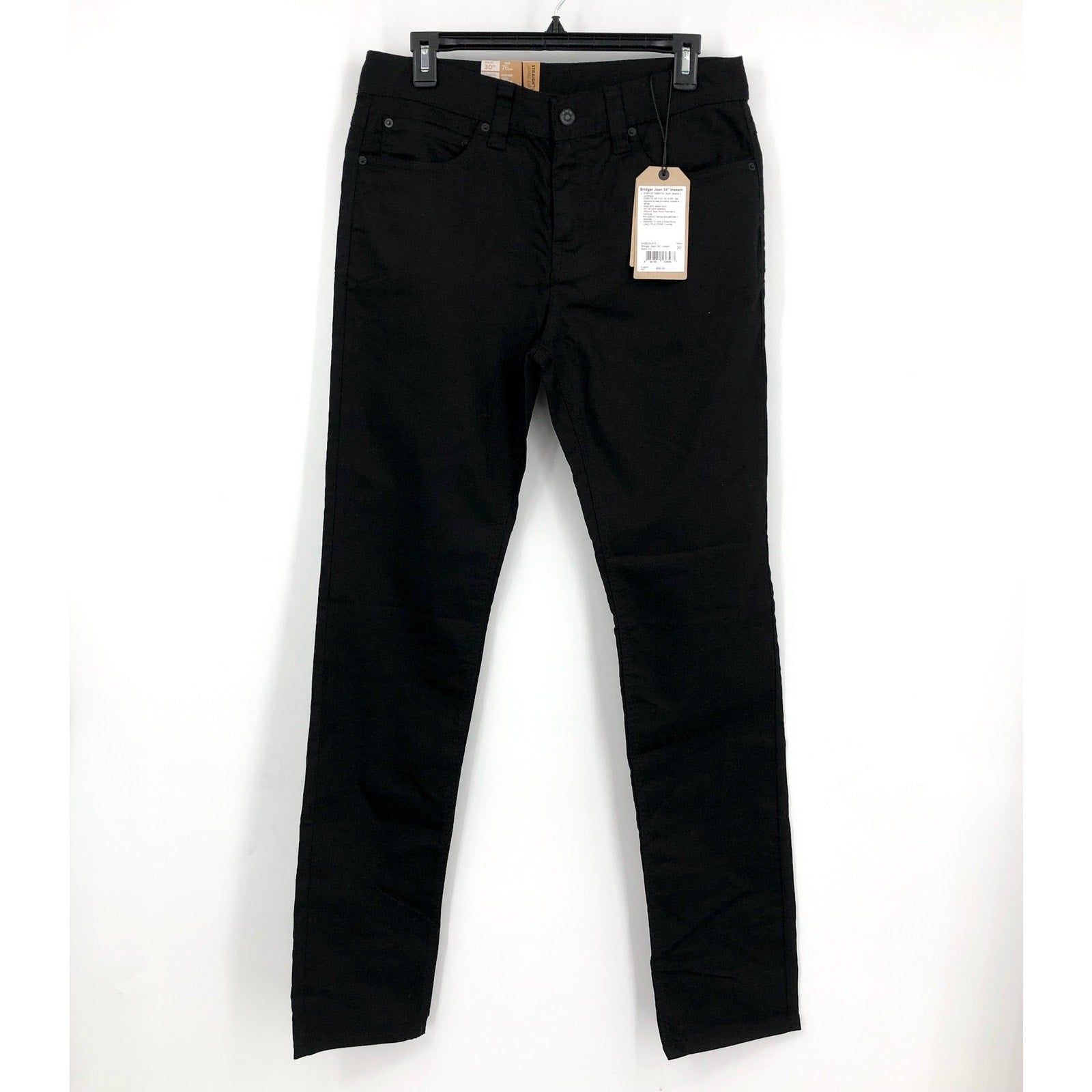 PRANA Men's Bridger Jeans 30x34 Black Out Straight Leg Slim Fit NWT
