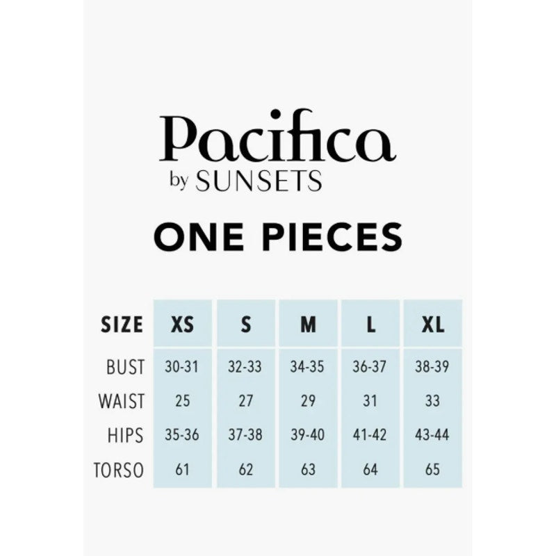 Pacifica x SUNSETS Women's Ariel One Piece Swimsuit Large Black Rib NWT