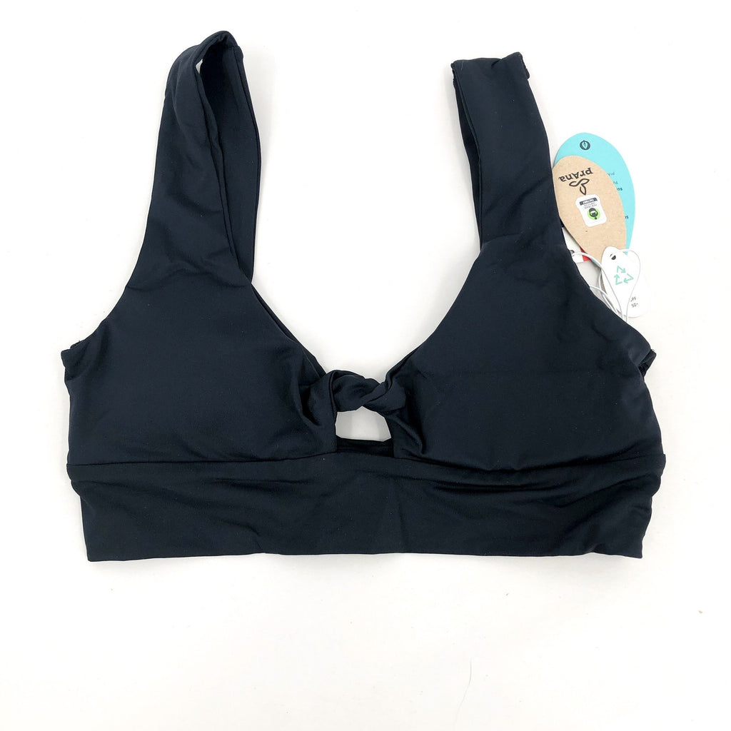 PRANA Women's Under The Palms Bikini Top Large Black Twist Front NWT