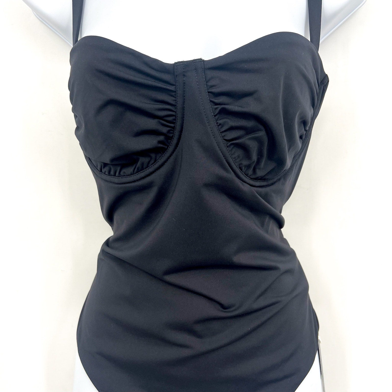 SEAFOLLY Women's Underwire One Piece Swimsuit Size 10 Black Ruched NWT