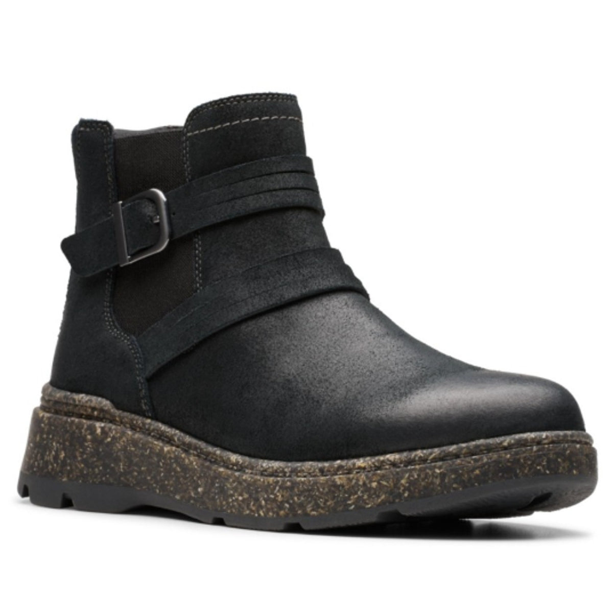 Clarks Womens Noralyn Ankle Boots US 8.5 Wide EU 39.5 Black Suede NIB