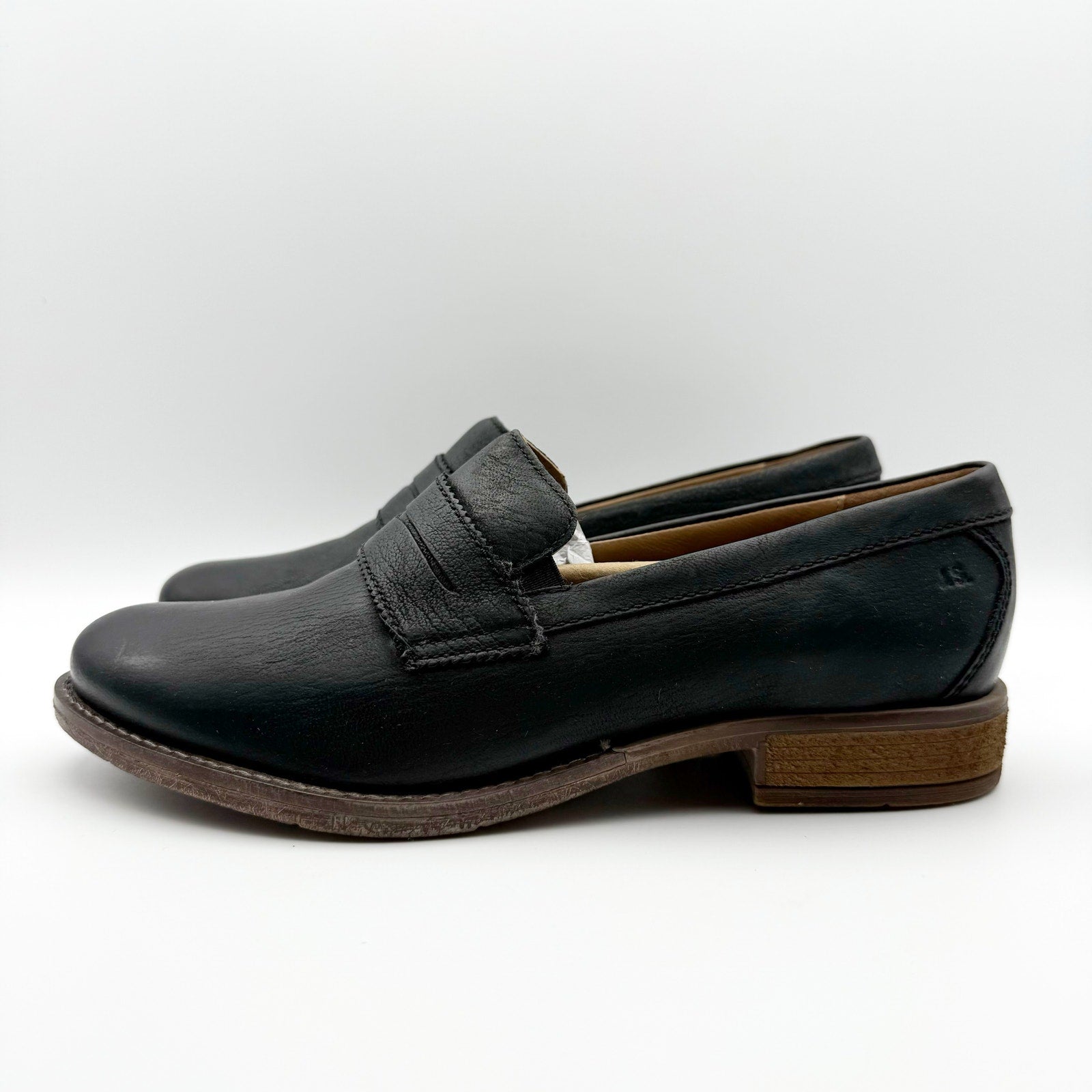 Josef Seibel Womens Sienna 96 Loafers EU 37 US 6.5 Black Washed Leather Shoe NIB