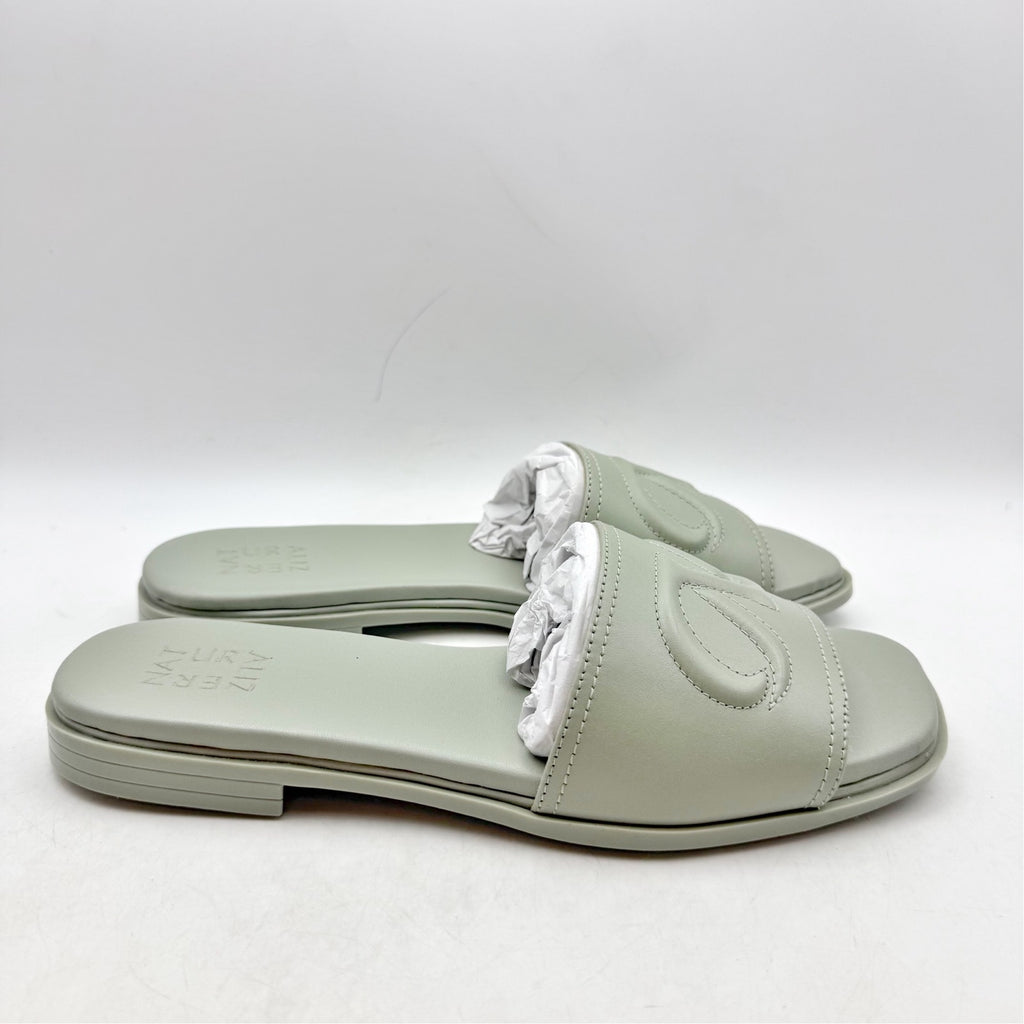 Naturalizer Womens Genevieve Slide Sandals Size 8.5 WIDE Grey Green Leather NIB