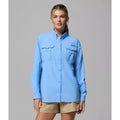COLUMBIA Women's PFG Bahama II Shirt Large Blue Long Sleeve UPF 50 NWT
