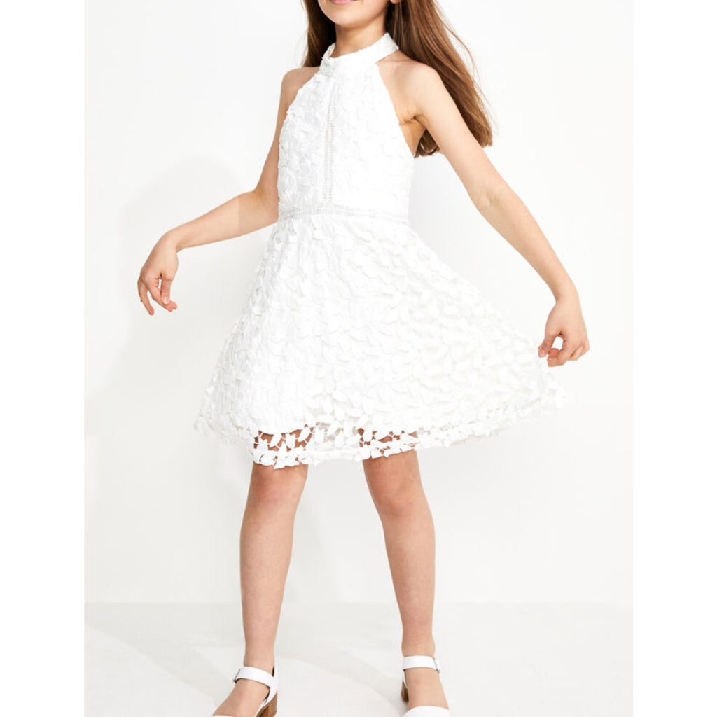 BARDOT JUNIOR Gemma Lace Halter Dress Girls Size 16 Pink White Two Tone NWT