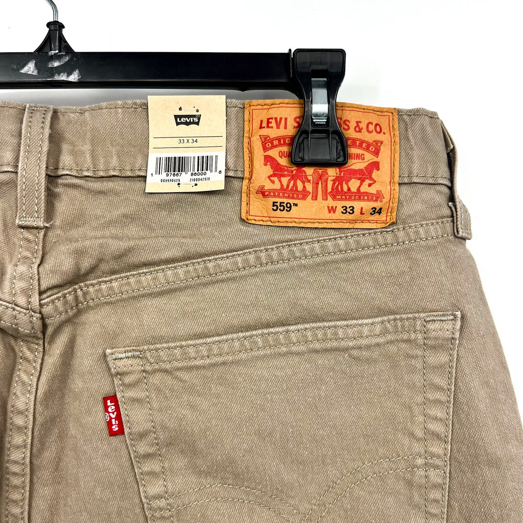 Levi's Mens 559 Relaxed Fit Straight Jeans 33x34 Taupe Brown 00559-0625 NWT