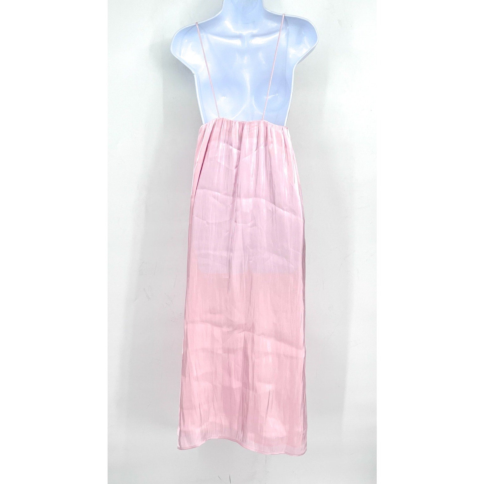 GANNI Womens Changeant Strap Dress Size 34 US 2 Chalk Pink Satin Slip Dress NWOT