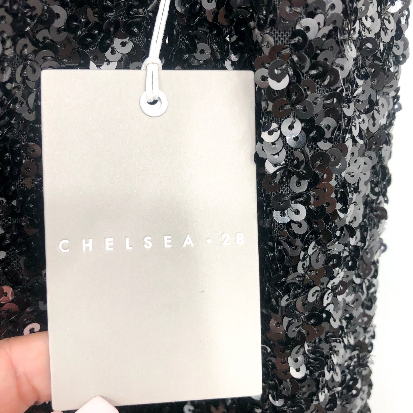 CHELSEA28 Colorblock Sequin Cocktail Dress XS Black Long Sleeve NWT