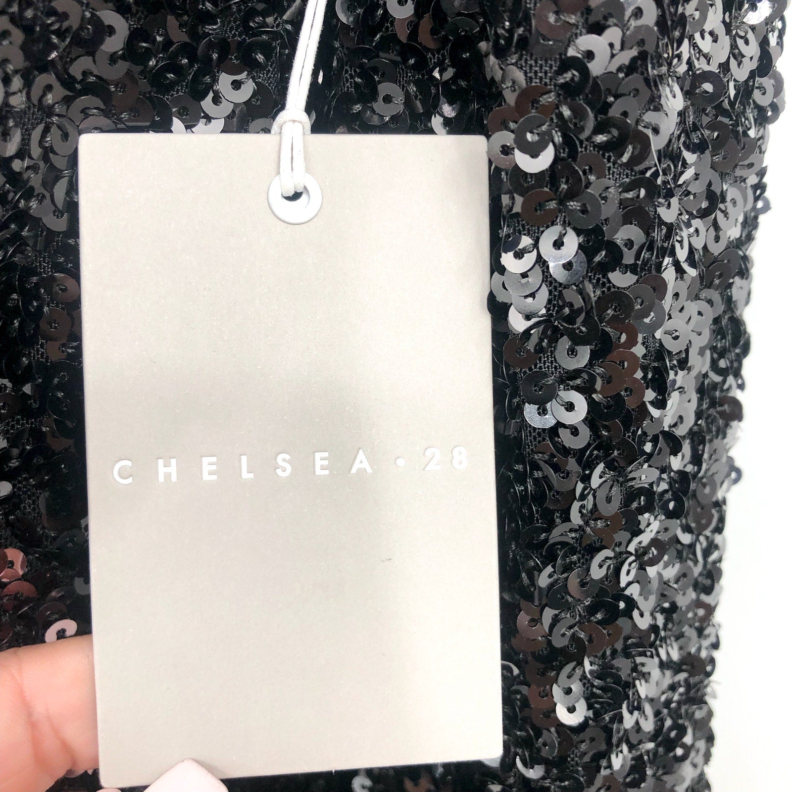 CHELSEA28 Colorblock Sequin Cocktail Dress XS Black Long Sleeve NWT