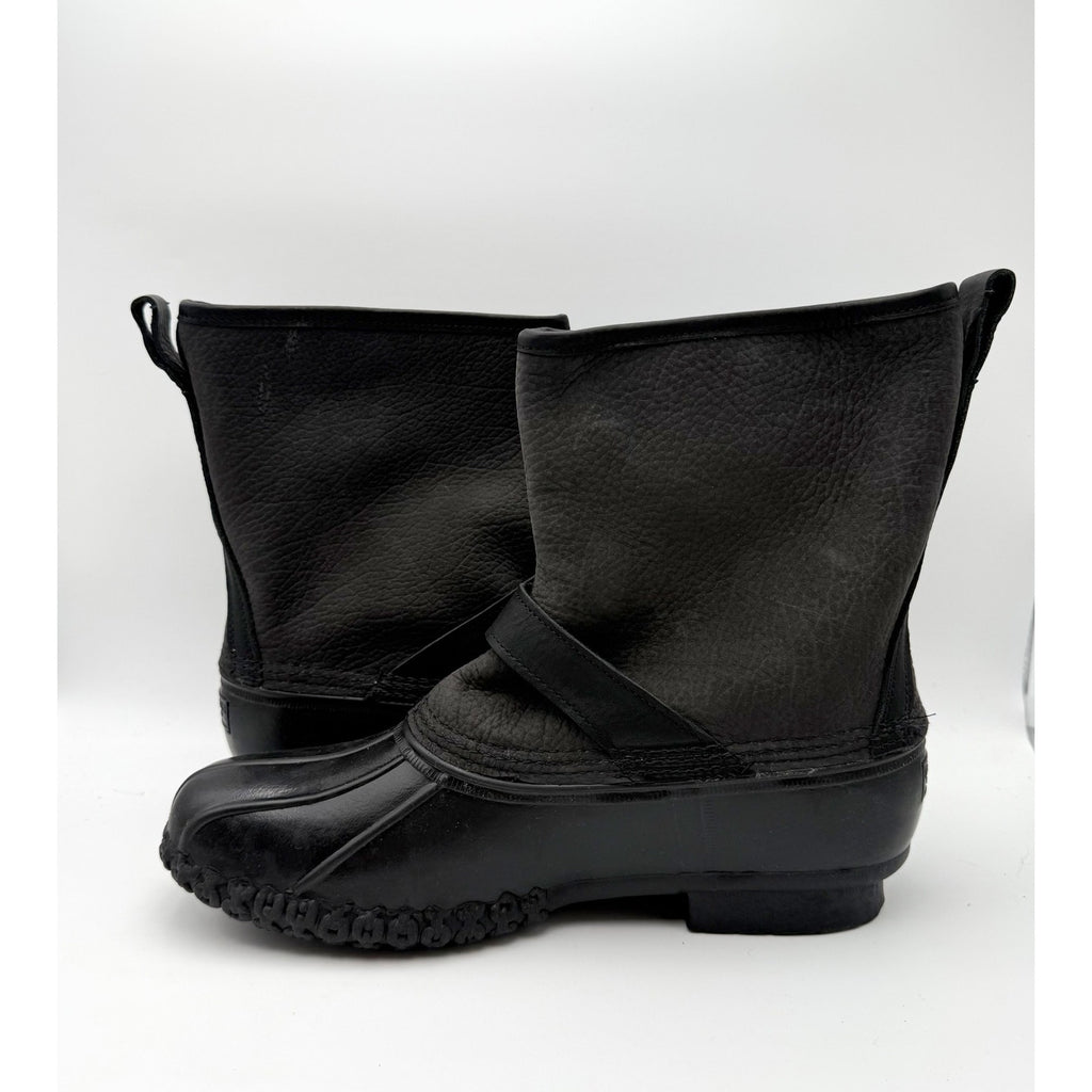 L.L. Bean Mens 10" Engineer Buckle Boots US 12 Black Leather Waterproof NWOB