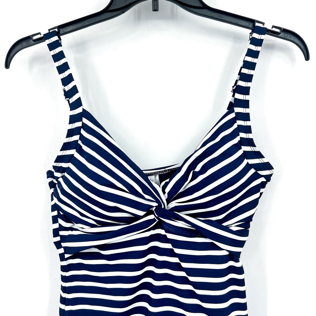 TOMMY BAHAMA Coastline Stripe Underwire Tankini Top Large Blue White NWT