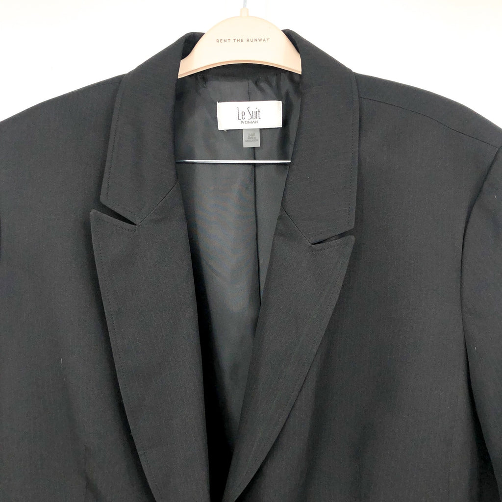 LE SUIT Women's Single Button Suit Jacket Size 24W Black Blazer NWT