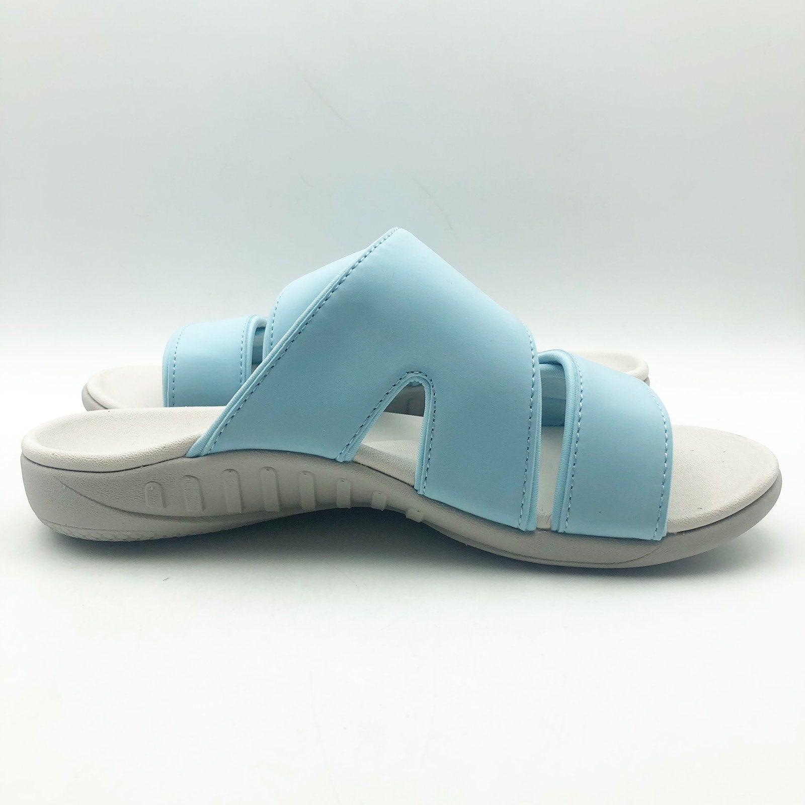 Spenco Womens KHOLO NUEVO Comfort Slide Sandals Size 7.5 WIDE Cool Blue NWT