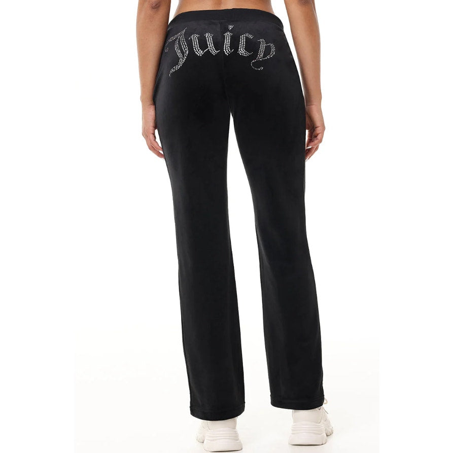JUICY COUTURE Women's OG Big Bling Velour Track Pants Small Black Liquorice NWT