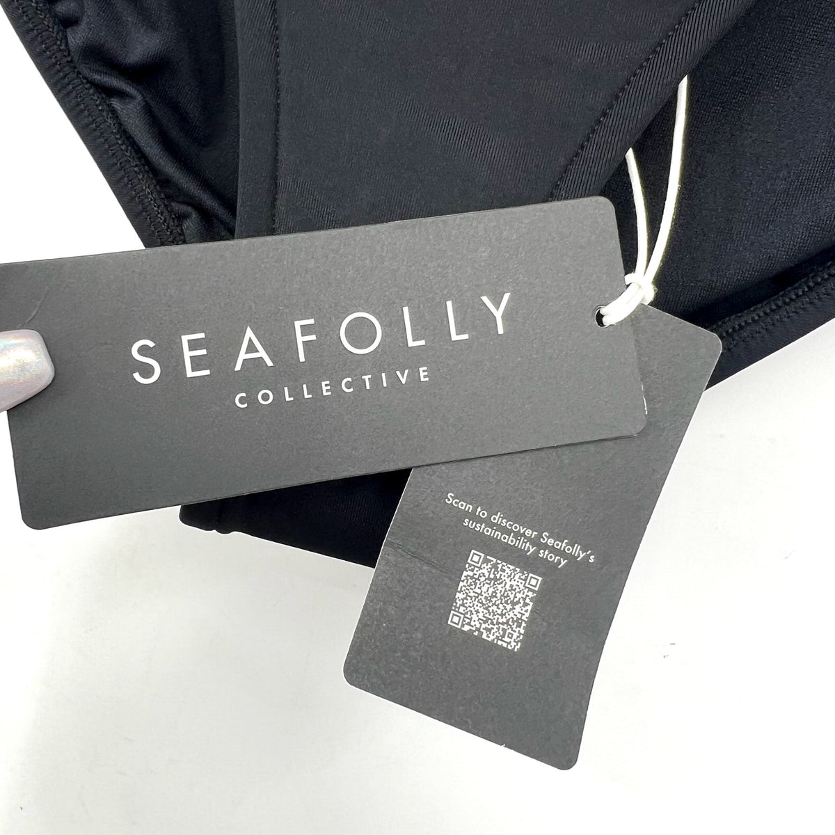 SEAFOLLY Women's Twist Band Hipster Bikini Bottom Size 4 Black Swim NWT