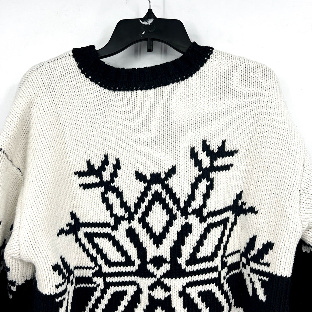 SHOW ME YOUR MUMU Stowe Sweater XS BLACK WHITE Snowflake Knit Crewneck NWOT
