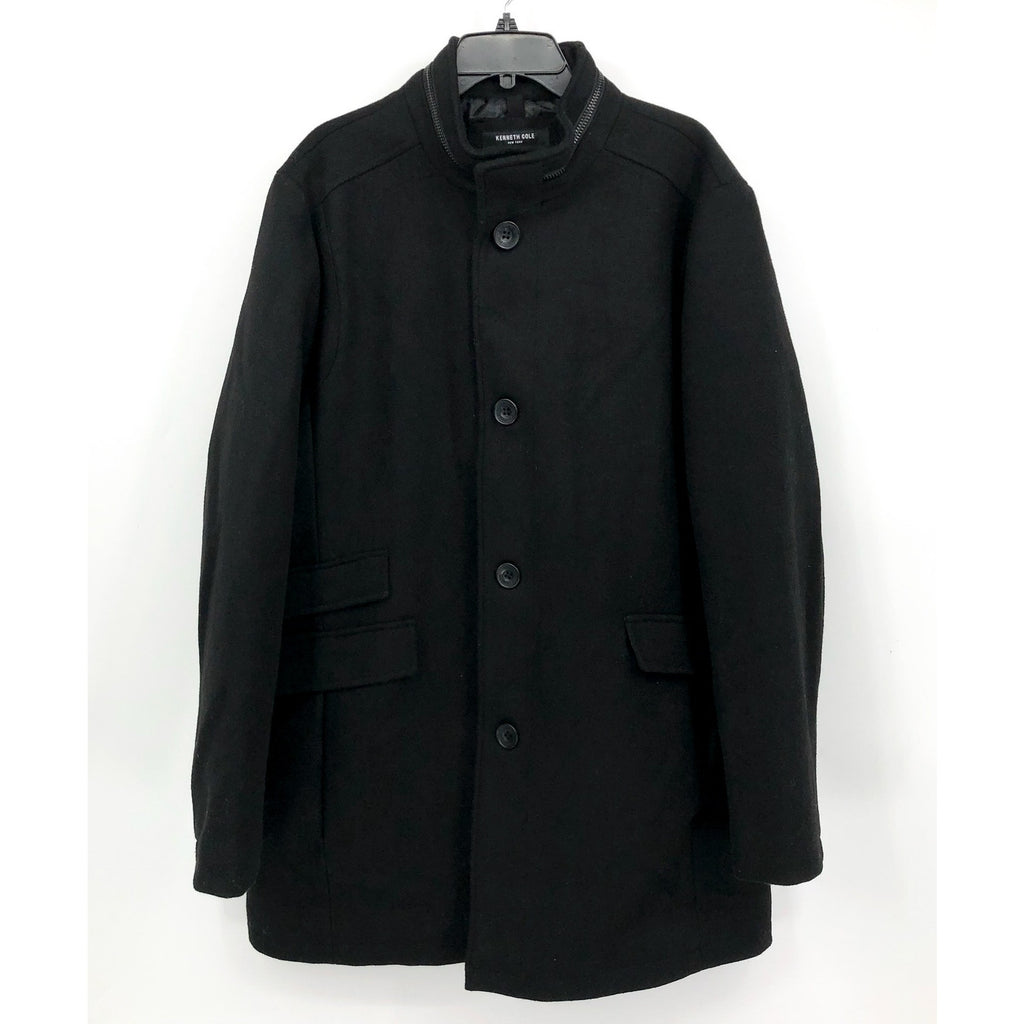 KENNETH COLE Mens Walker Jacket XXL Black Wool Blend Collared Car Coat NWOT