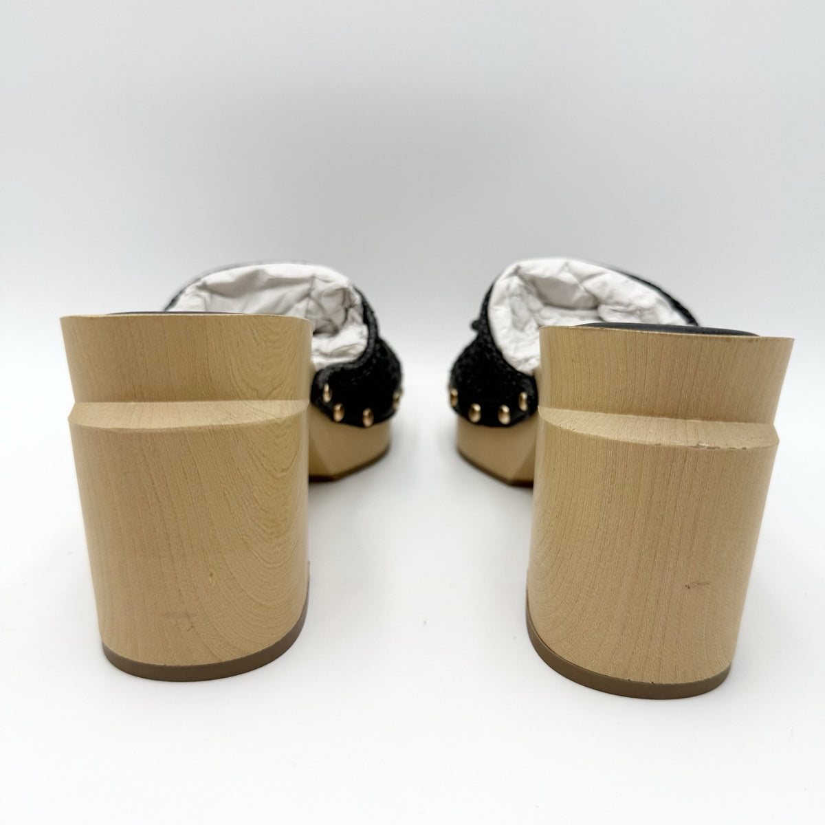 Franco Sarto Womens Capri Dressy Heeled Sandals Size 8 M Black Natural Wood NIB