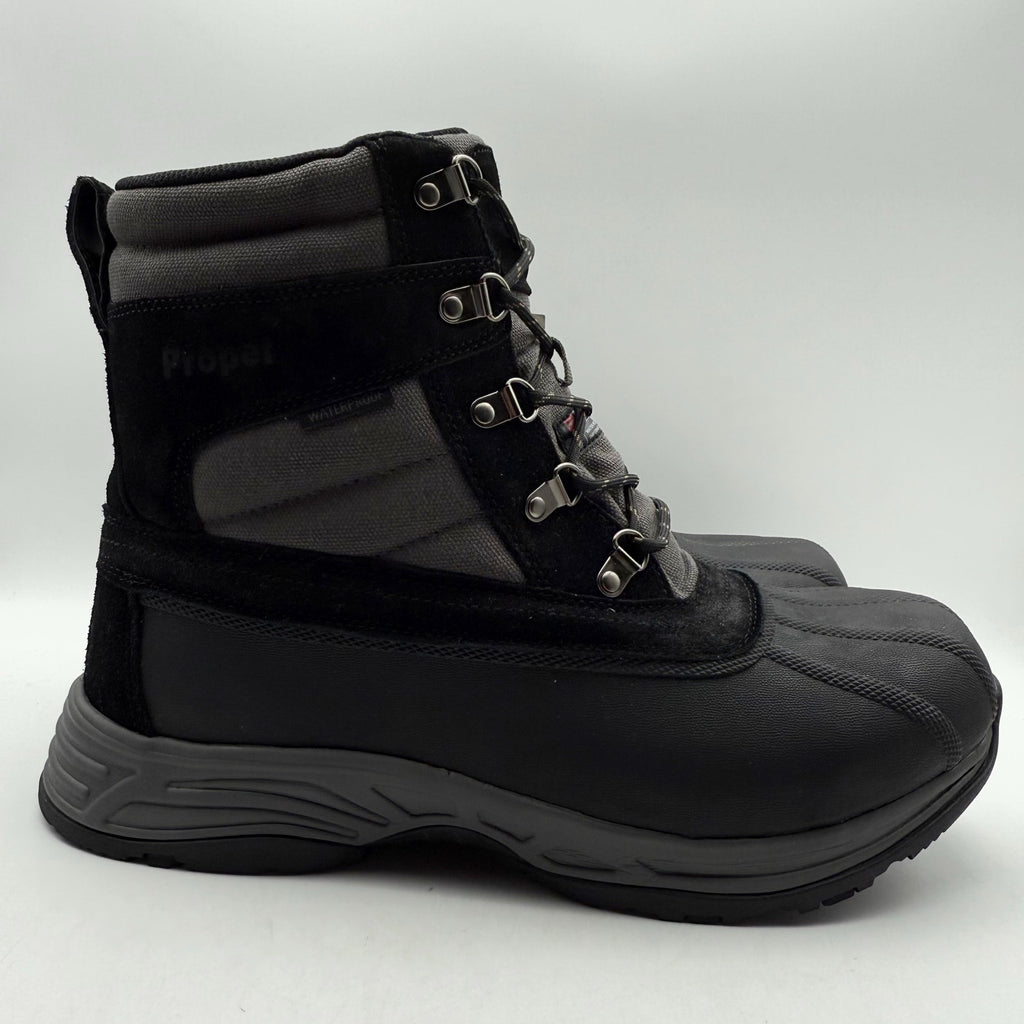 Propet Mens Cortland Boots Size 12 X 3E EU 45.5 Black Canvas Waterproof NIB