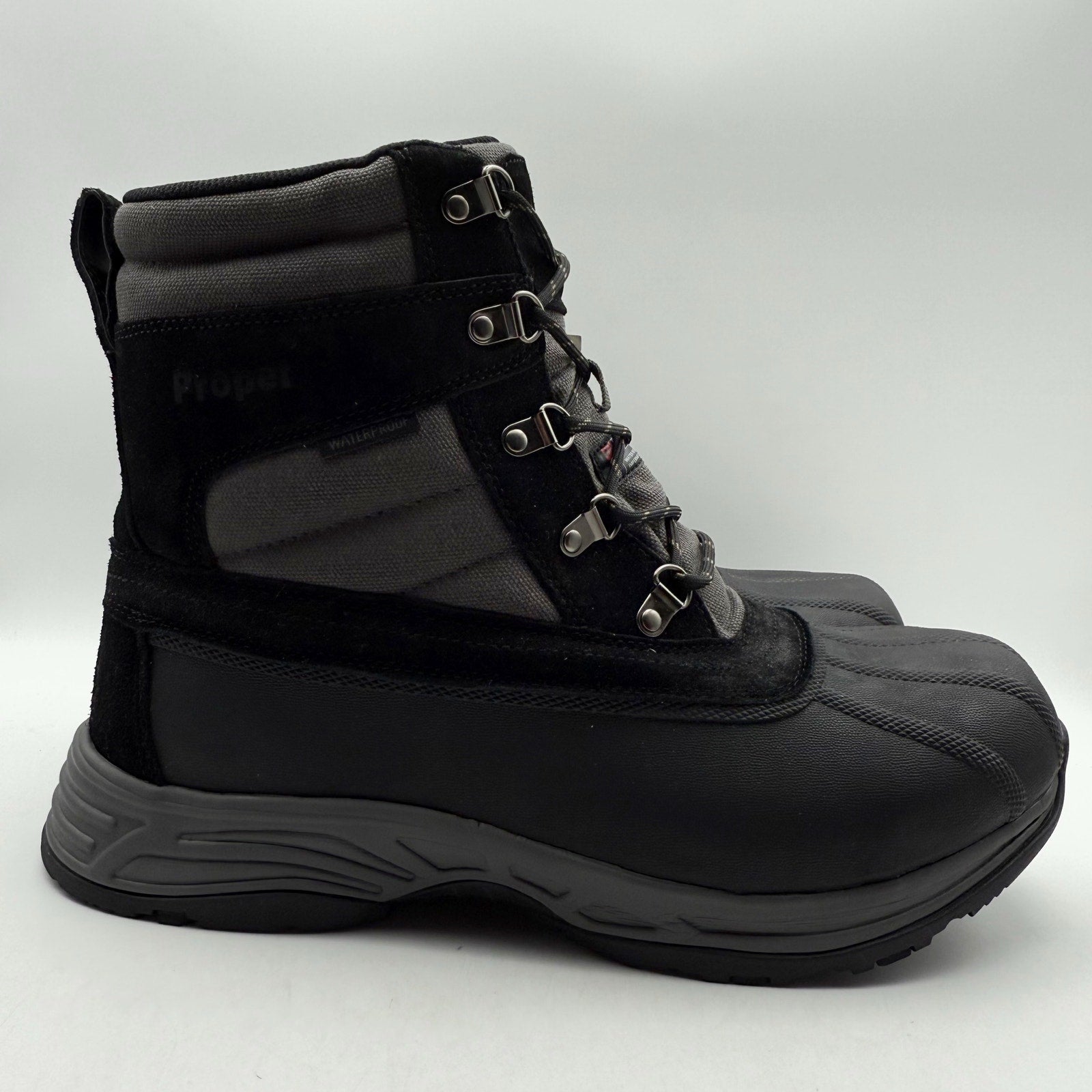 Propet Mens Cortland Boots US 12 XW EU 45.5 Black Canvas Waterproof NIB