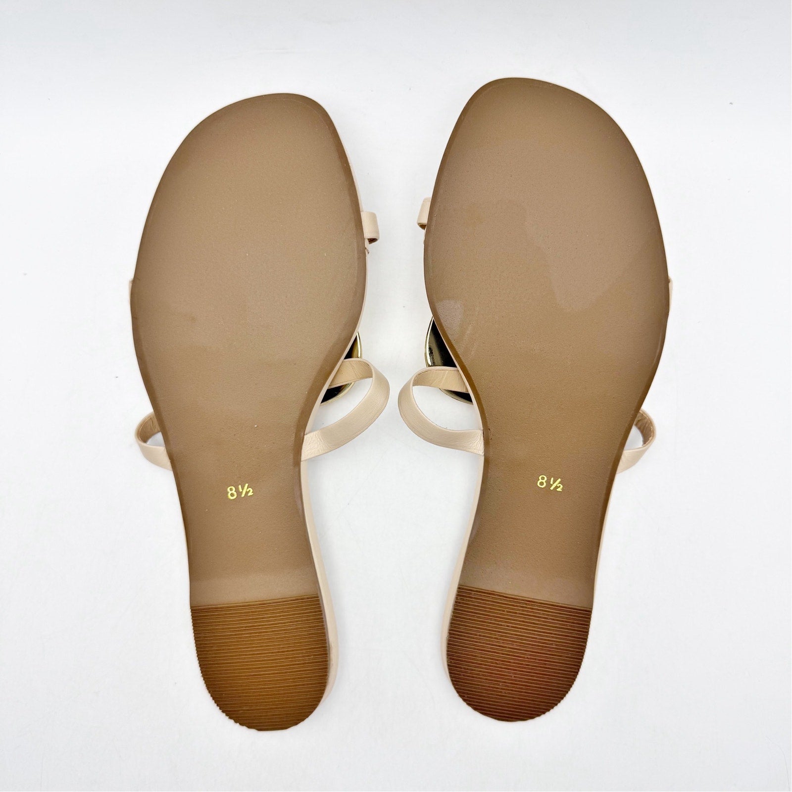 Cecelia New York Womens Mig Slide Sandals US 8.5 Nude Beige Gold Leather NWOB