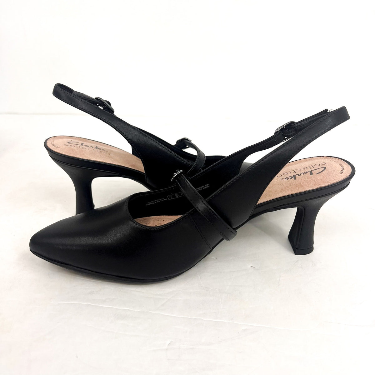 CLARKS Women's Kataleyna Ruby Buckle Dress Pumps Size 8.5 WIDE Black Leather NIB
