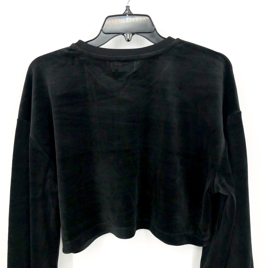 JUICY COUTURE Womens Balloon Sleeve Crop Sweatshirt Large Black Liquorice NWT