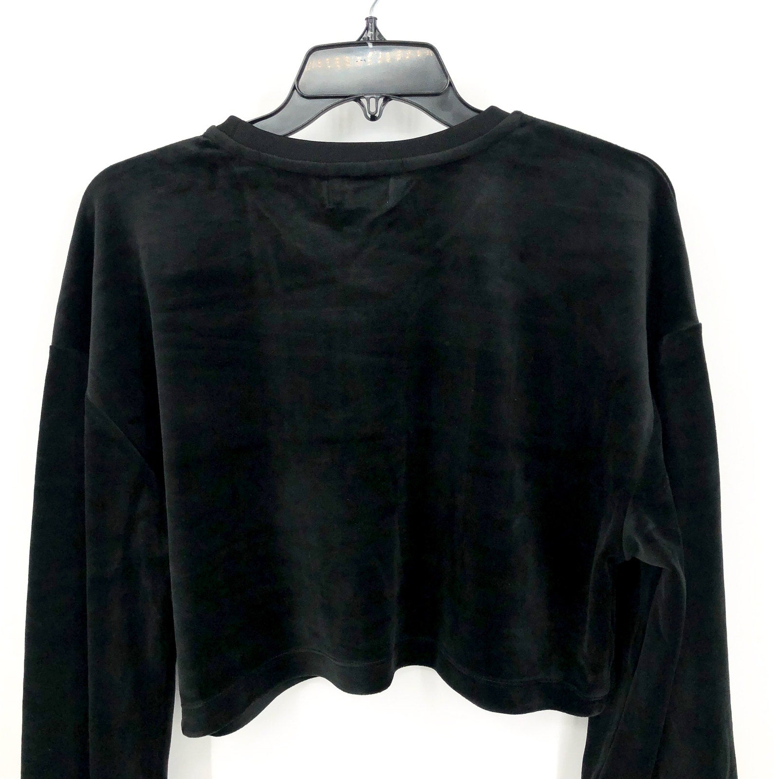 JUICY COUTURE Womens Balloon Sleeve Crop Sweatshirt Large Black Liquorice NWT