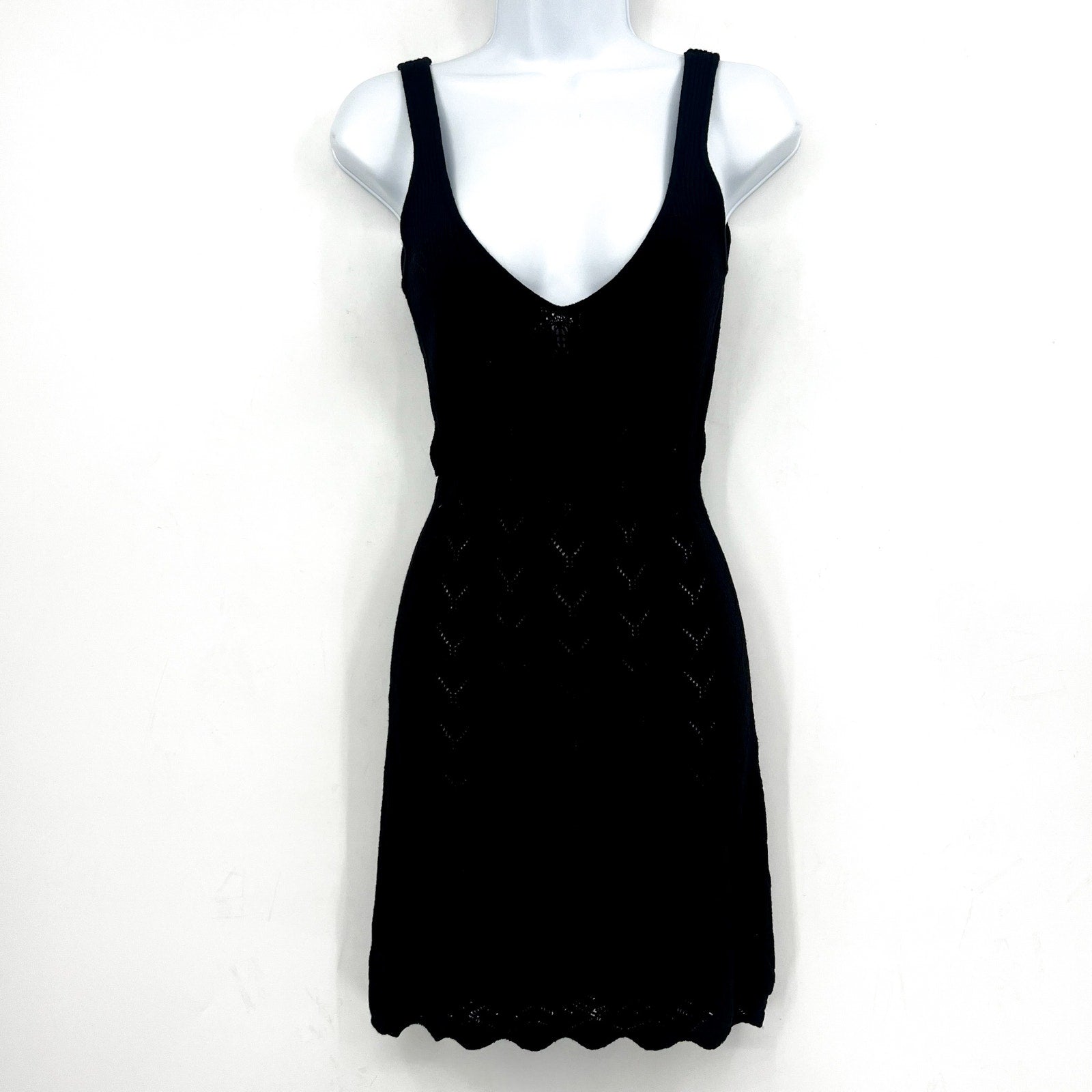 L*SPACE Women's Saffron Cover-Up Dress Small Medium Black Knit Cut Out NWT