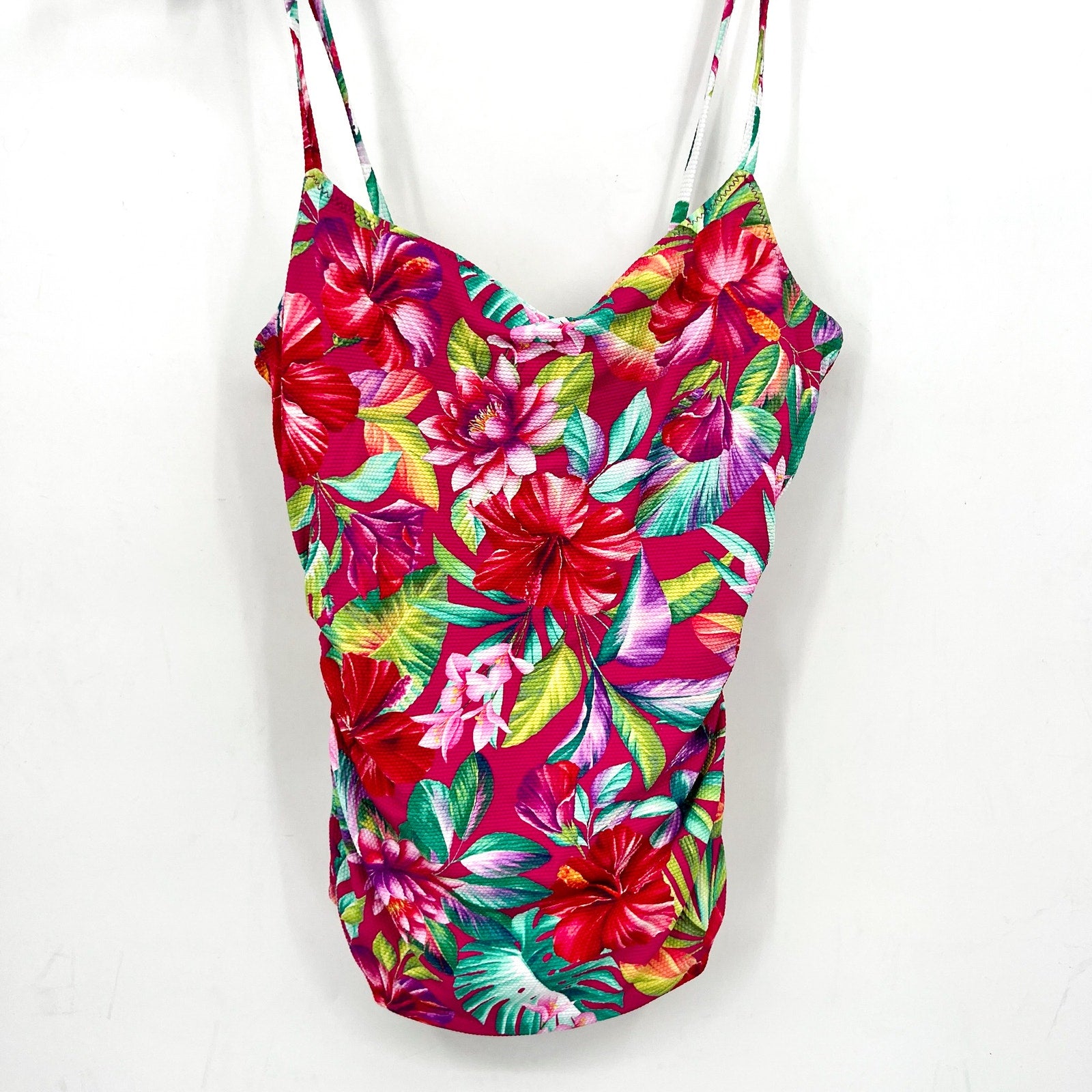 TOMMY BAHAMA Fiesta Reversible Tankini Top Small White Pink  Island Cays NWT