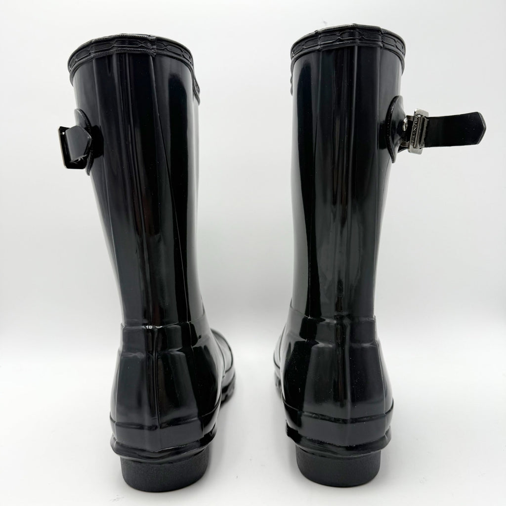 Hunter Womens Original Short Gloss Rain Mid Boot US 6 EU 37 Grey Waterproof NWOB