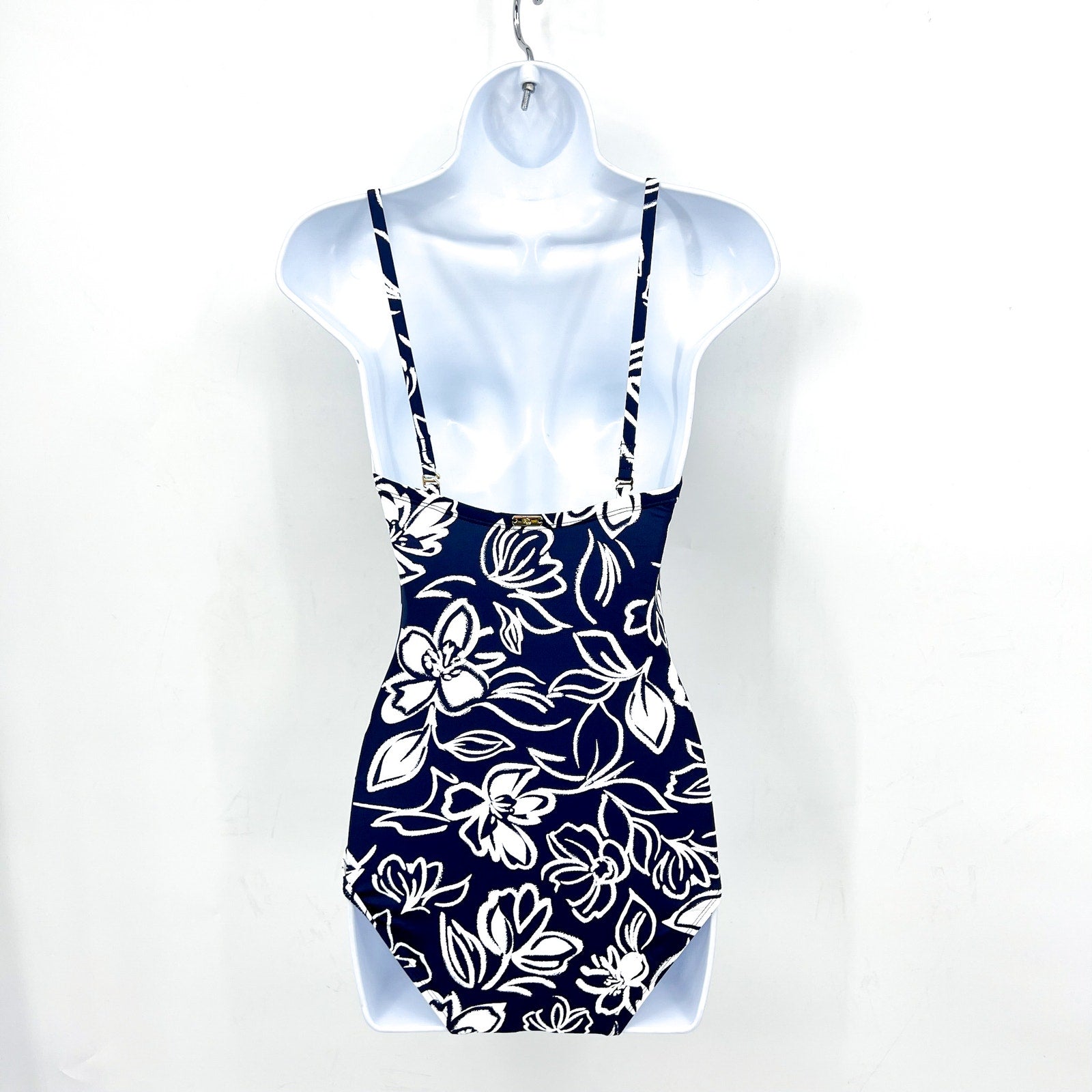 LAUREN RALPH LAUREN Allora Underwire OTS One Piece Sz 10 Blue White Floral NWT