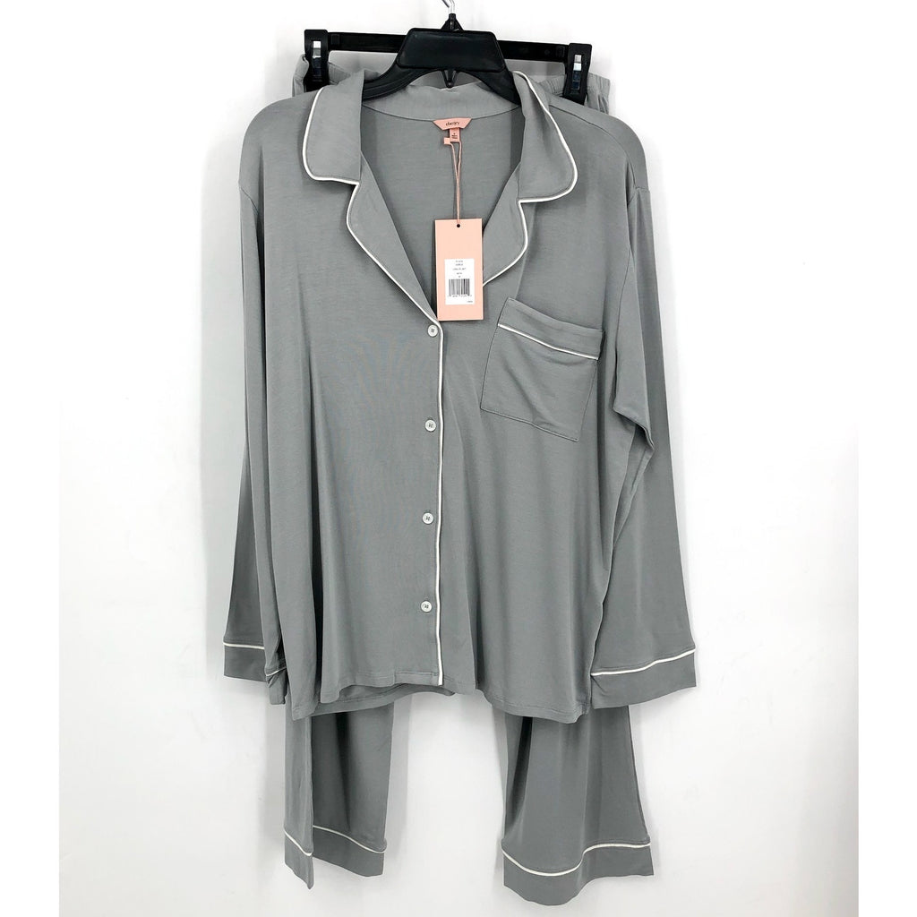 EBERJEY Women's Gisele Long Pajama Set Medium Gray Moonlight TENCEL Modal NWT